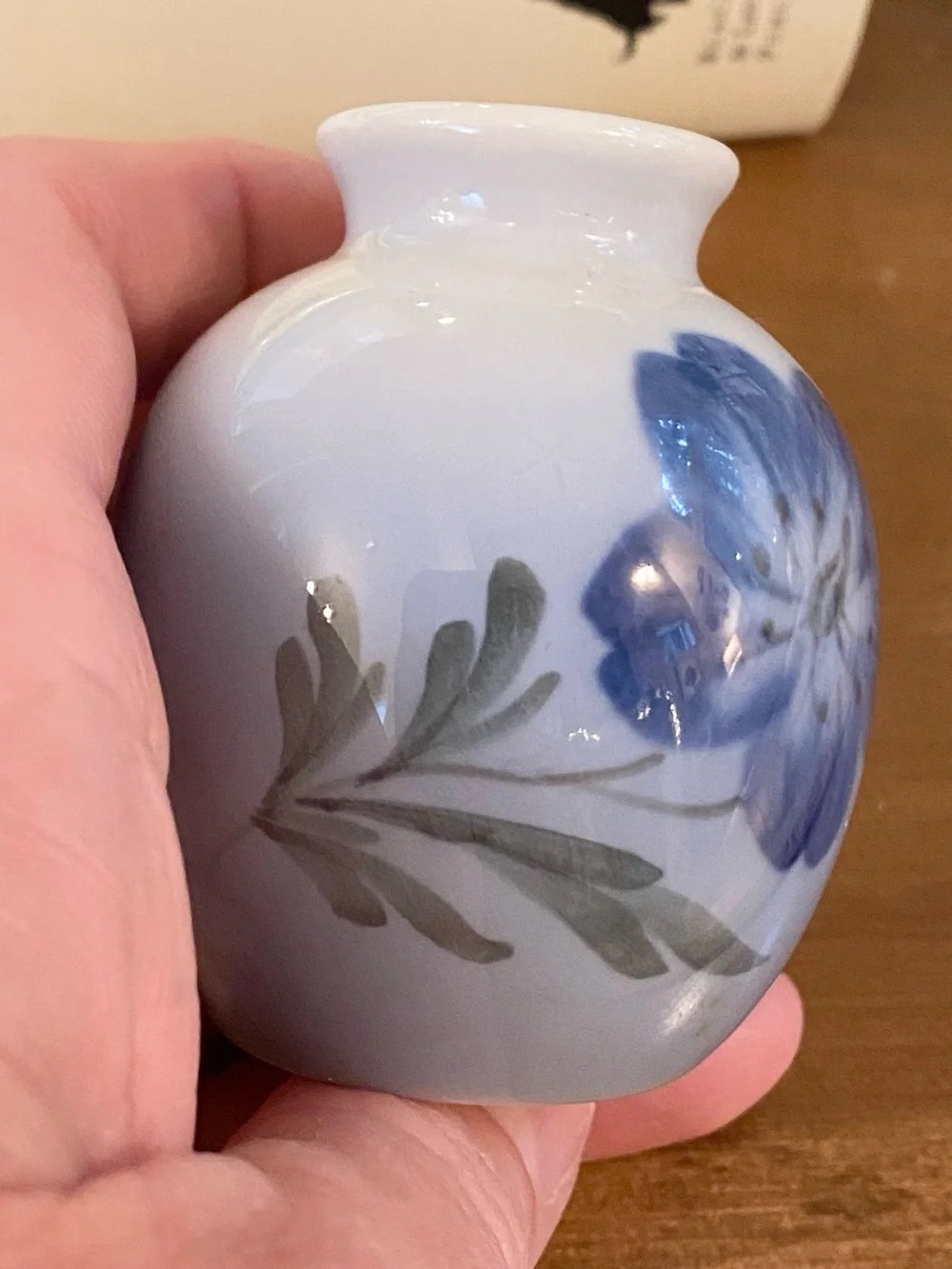 VTG Royal Copenhagen Denmark Miniature Bud Base Blue Flowers 2.5”